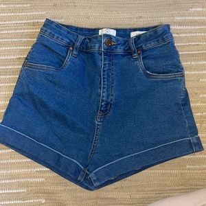 high waisted denim shorts.